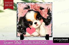 Puppy Valentine Slate PNG Cute Valentines Day Square Slate Product Image 1