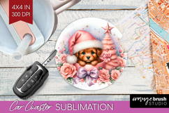 Puppy Pastel Christmas Car Coaster Coquette Xmas Coaster PNG Product Image 1