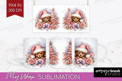 Puppy Pastel Christmas Mug Wrap Coquette Xmas Mug PNG Product Image 1