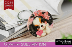 Puppy Valentine Keychain PNG Cute Valentines Day Keychain Product Image 1