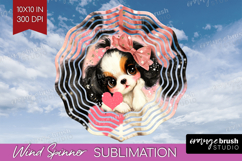 Puppy Valentine Wind Spinner Sublimation PNG Cute Valentines Product Image 1