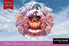 Puppy Halloween Wind Spinner Sublimation PNG Coquette Round Product Image 1