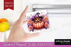 Puppy Halloween Magnet Sublimation Coquette Square Magnet Product Image 1