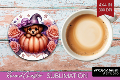 Puppy Halloween Round Coaster Coquette Coaster PNG Product Image 1