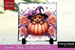 Puppy Halloween Slate PNG Coquette Square Slate Sublimation Product Image 1