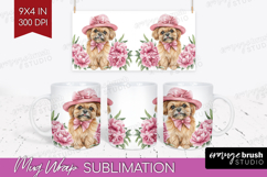 Puppy Flowers Mug Wrap Cute Farm Mug PNG Sublimation Product Image 1