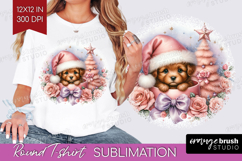 Puppy Pastel Christmas Round Tshirt Background Coquette Xmas Product Image 1