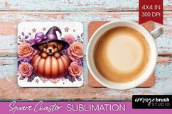 Puppy Halloween Square Coaster Coquette Coaster PNG Product Image 1