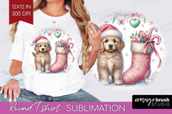 Puppy Pastel Christmas Round Tshirt Background Coquette Xmas Product Image 1