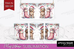 Puppy Pastel Christmas Mug Wrap Coquette Xmas Mug PNG Product Image 1