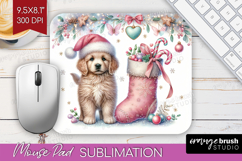 Puppy Pastel Christmas Mouse Pad Sublimation Coquette Xmas Product Image 1