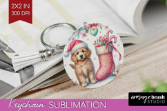 Puppy Pastel Christmas Keychain PNG Coquette Xmas Keychain Product Image 1