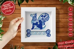 Papercut 3D Layered Puppy and Young Girl Paper Cut Product Image 4