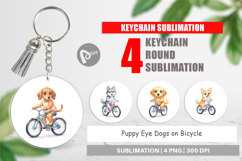 Puppy Eye Dogs on Bicycle Keychain Product Image 1