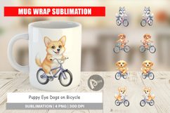 Puppy Eye Dogs on Bicycle Mug Wrap Product Image 1