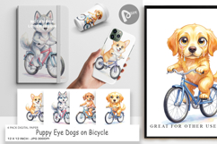 Puppy Eye Dogs on Bicycle Digital Paper Product Image 1