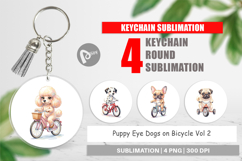 Puppy Eye Dogs on Bicycle Keychain Product Image 1