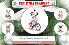 Puppy Eye Dogs on Bicycle Ornament Product Image 1