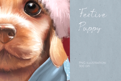 Cute Christmas Puppy in Santa Hat - PNG illustration Product Image 3
