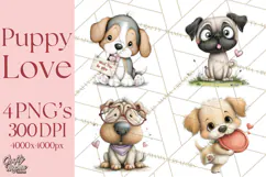 Puppy Love Clipart PNG, Dog Park Date Valentine Clip Art Product Image 1