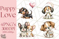 Puppy Love Clipart PNG, Dog Park Date Valentine Clip Art Product Image 1