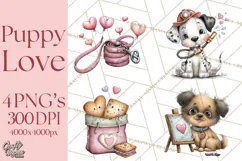 Puppy Love Clipart PNG, Dog Park Date Valentine Clip Art Product Image 1