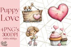 Puppy Love Clipart PNG, Dog Park Date Valentine Clip Art Product Image 1