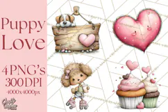 Puppy Love Clipart PNG, Dog Park Date Valentine Clip Art Product Image 1