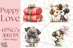 Puppy Love Clipart PNG, Dog Park Date Valentine Clip Art Product Image 1