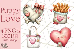 Puppy Love Clipart PNG, Dog Park Date Valentine Clip Art Product Image 1