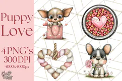 Puppy Love Clipart PNG, Dog Park Date Valentine Clip Art Product Image 1