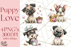 Puppy Love Clipart PNG, Dog Park Date Valentine Clip Art Product Image 1