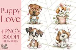 Puppy Love Clipart PNG, Dog Park Date Valentine Clip Art Product Image 1