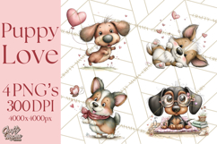 Puppy Love Clipart PNG, Dog Park Date Valentine Clip Art Product Image 1