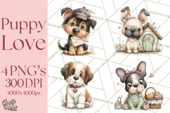 Puppy Love Clipart PNG, Dog Park Date Valentine Clip Art Product Image 1