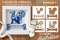 Papercut 3D Layered Puppy and Young Girl Paper Cut Product Image 1