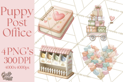 Puppy Post Office Clipart PNG Valentine Mail Dog Clip Art. Product Image 1