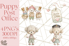 Puppy Post Office Clipart PNG Valentine Mail Dog Clip Art. Product Image 1