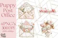 Puppy Post Office Clipart PNG Valentine Mail Dog Clip Art. Product Image 1