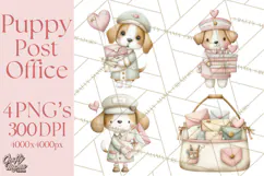 Puppy Post Office Clipart PNG Valentine Mail Dog Clip Art. Product Image 1