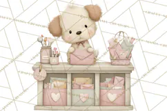Puppy Post Office Clipart PNG Valentine Mail Dog Clip Art. Product Image 2