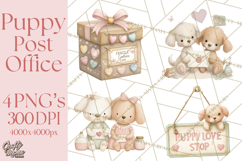 Puppy Post Office Clipart PNG Valentine Mail Dog Clip Art. Product Image 1