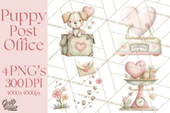 Puppy Post Office Clipart PNG Valentine Mail Dog Clip Art. Product Image 1