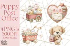 Puppy Post Office Clipart PNG Valentine Mail Dog Clip Art. Product Image 1