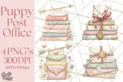 Puppy Post Office Clipart PNG Valentine Mail Dog Clip Art. Product Image 1