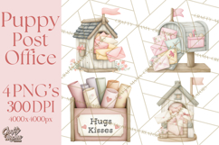 Puppy Post Office Clipart PNG Valentine Mail Dog Clip Art. Product Image 1