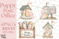 Puppy Post Office Clipart PNG Valentine Mail Dog Clip Art. Product Image 1