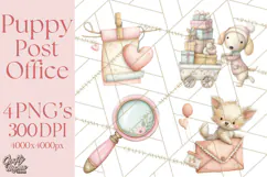 Puppy Post Office Clipart PNG Valentine Mail Dog Clip Art. Product Image 1