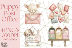 Puppy Post Office Clipart PNG Valentine Mail Dog Clip Art. Product Image 1