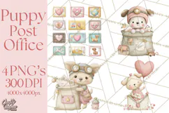 Puppy Post Office Clipart PNG Valentine Mail Dog Clip Art. Product Image 1
